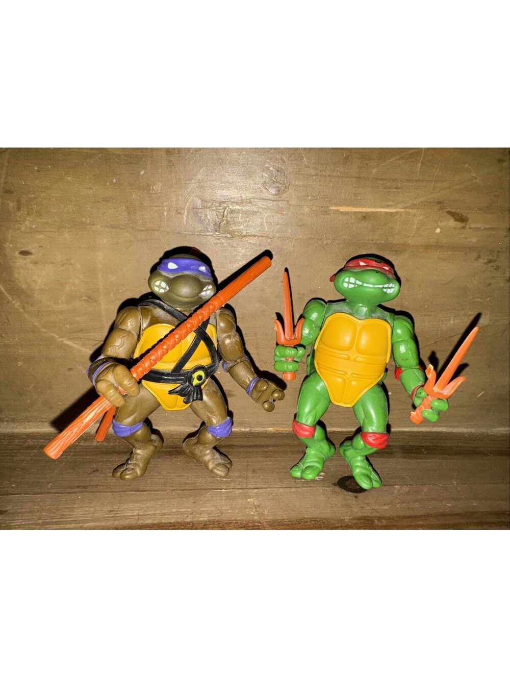 VINTAGE 1988 MIRAGE PLAYMATE TEENAGE MUTANT NINJA TURTLE RAPH & DONNIE SET OF 2